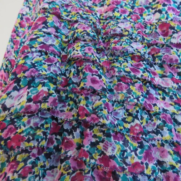 DRAWER JAPAN 100% Silk Ditsy Floral Pink Purple Shift Dress - Size 38 / Medium - Picture 7 of 16